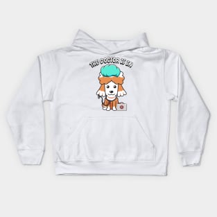 Cute brown dog is a doctor Kids Hoodie